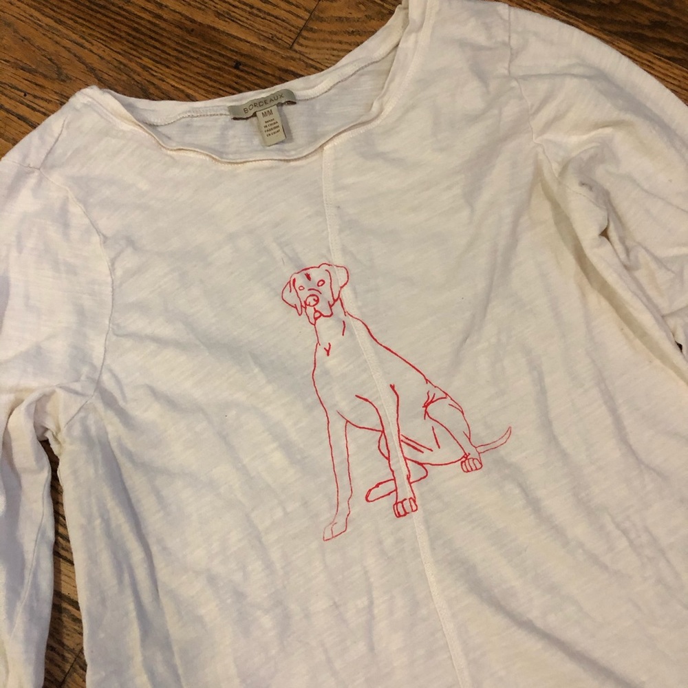 Anthro Bordeaux Dog Long Sleeve Top